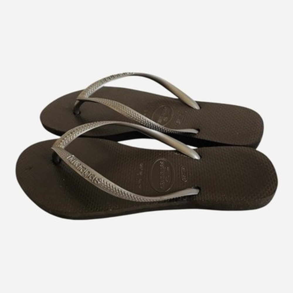 Havaianas Dark Brown Flip Flops Unisex Casual Beach Sandals Size 7/8 Unisex - Picture 3 of 5